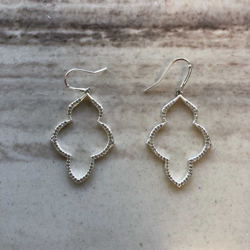 Pave Arabesque Chandeliers - Silver